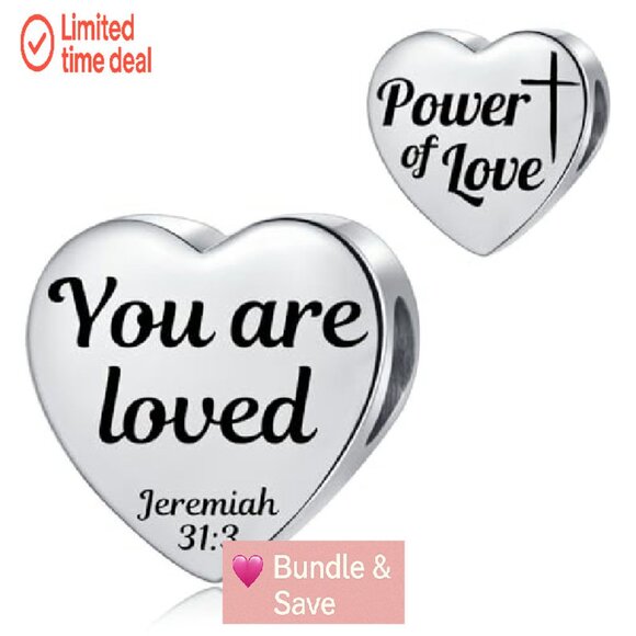 Christian Bible Heart Charm for Bracelets - 4.5mm Metal Religious Jewelry - Picture 2 of 8